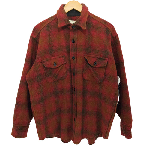 メルトン melton 70-80S USA製 ウール フランネルシャツ メンズ  LARGE